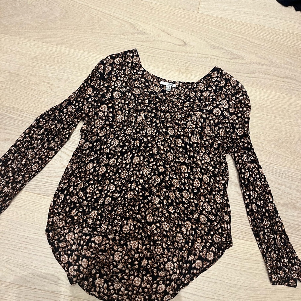 Floral Black and Cream Women's Top